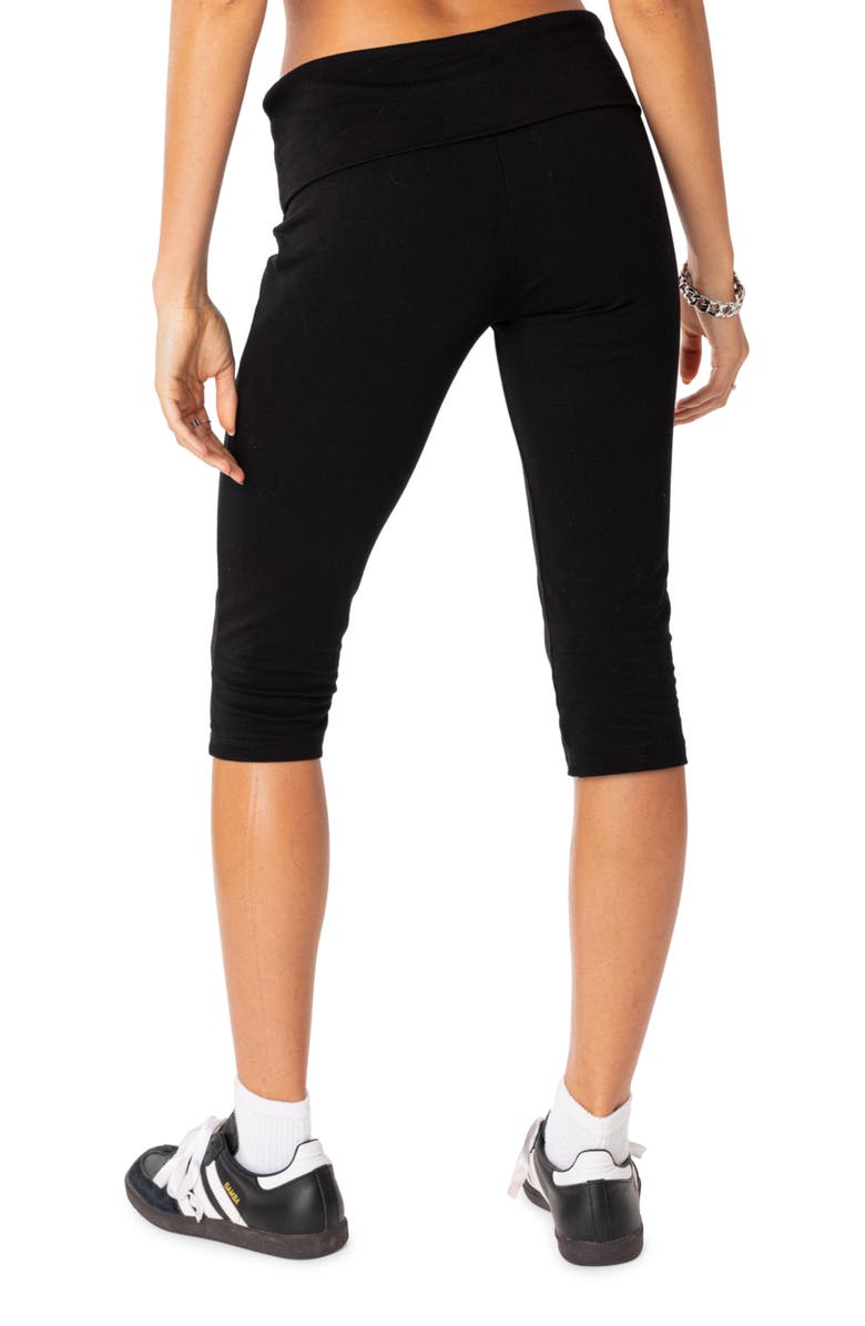 EDIKTED Foldover Stretch Cotton Capri Leggings, Alternate, color, 