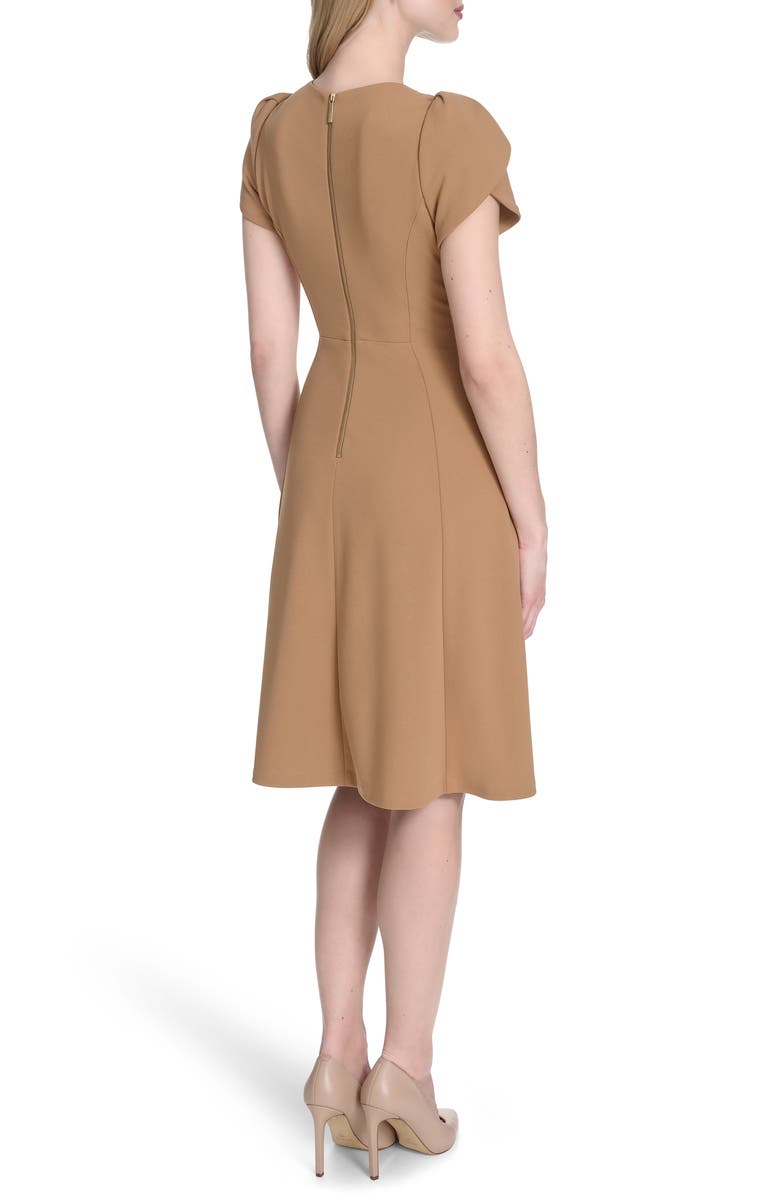 Calvin Klein Tulip Sleeve Fit & Flare Dress, Alternate, color, Luggage