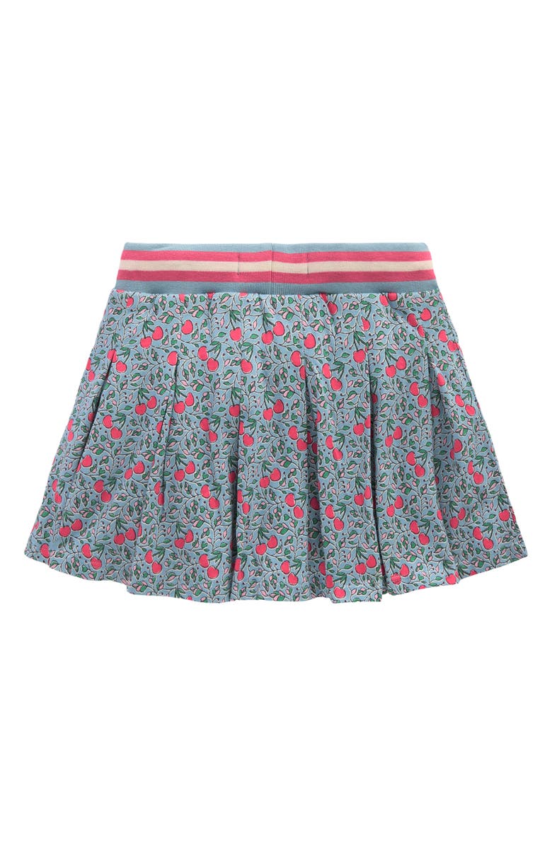 Mini Boden Kids' Pleated Cotton Jersey Skort, Alternate, color, Blue Cherries