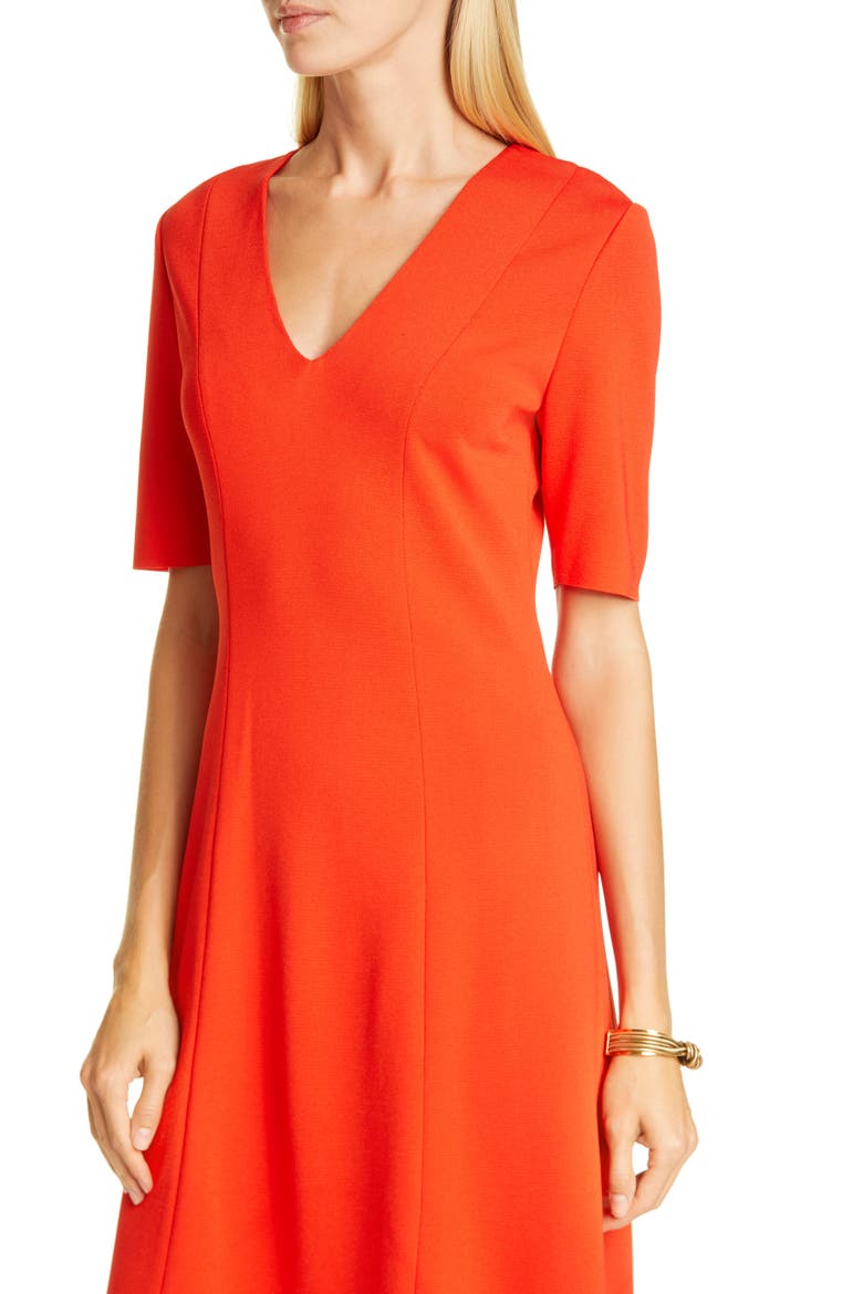 V-Neck Milano Sweater Dress, Alternate, color, GERANIUM