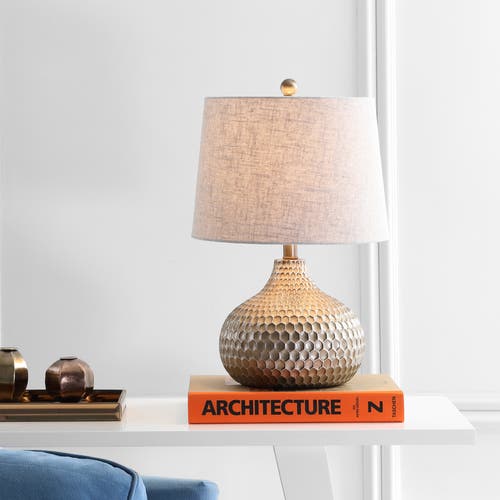 Jonathan Y Bates 22" Honeycomb Led Table Lamp In Antique Brown