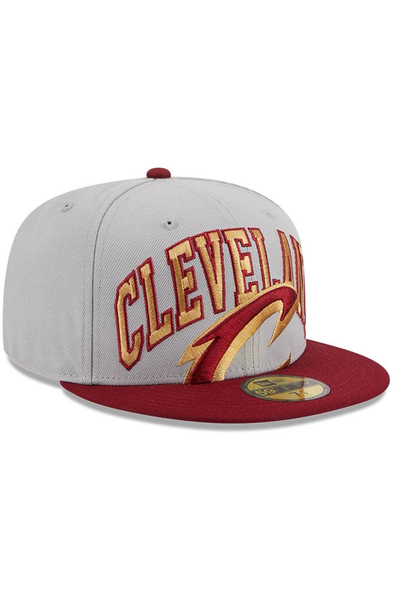 New Era Men's New Era Gray/Wine Cleveland Cavaliers Tip-Off Two-Tone 59FIFTY Fitted Hat, Alternate, color, Gray