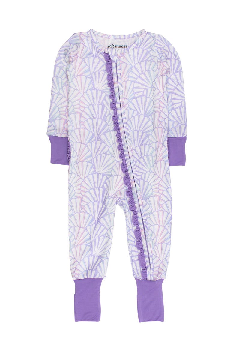 Baby Girls SoftSnooze Convertible Ruffle One Piece Pajama, Main, color, Magical Mermaid