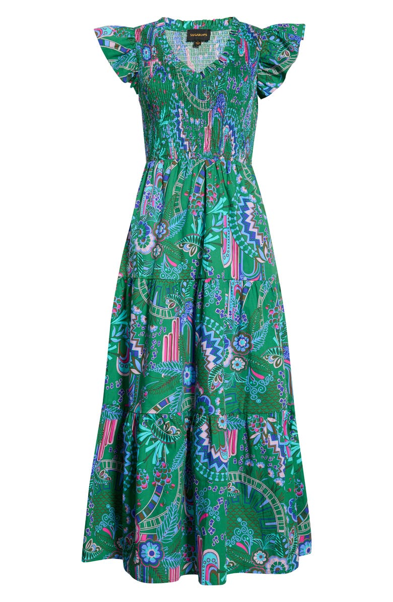 SUGARLIPS Vesper Geo Sunfire Maxi Dress, Alternate, color, 