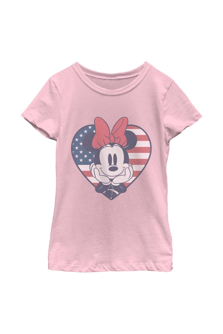 Girl's Minnie Mouse Cute Portrait Heart  Graphic T-Shirt, Main, color, Light Pink