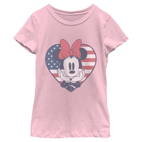 Girl's Minnie Mouse Cute Portrait Heart  Graphic T-Shirt