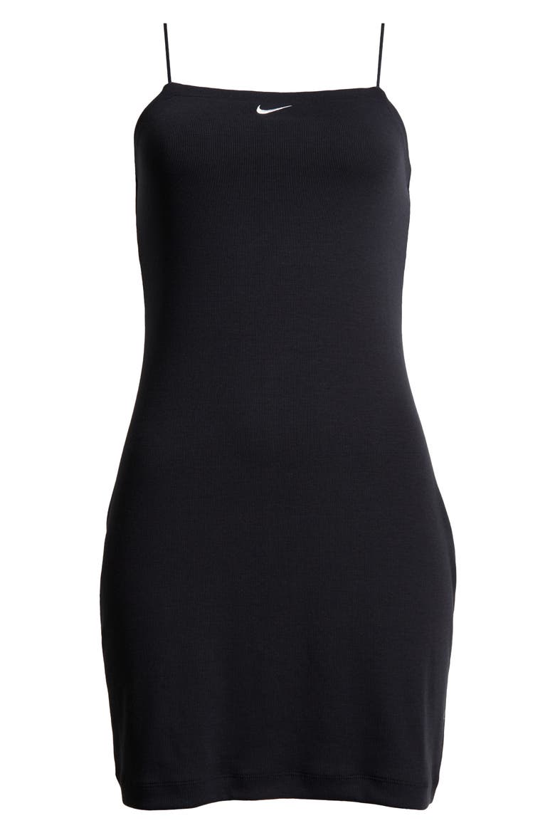 Sportswear Chill Knit Mini Rib Cami Minidress, Alternate, color, BLACK/ SAIL
