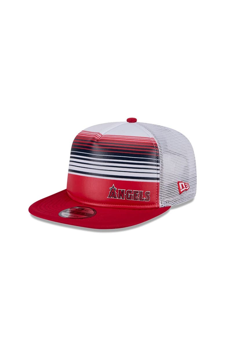Men's New Era Red Los Angeles Angels Team Horizon 9FIFTY A-Frame Trucker Snapback Hat, Main, color, Red