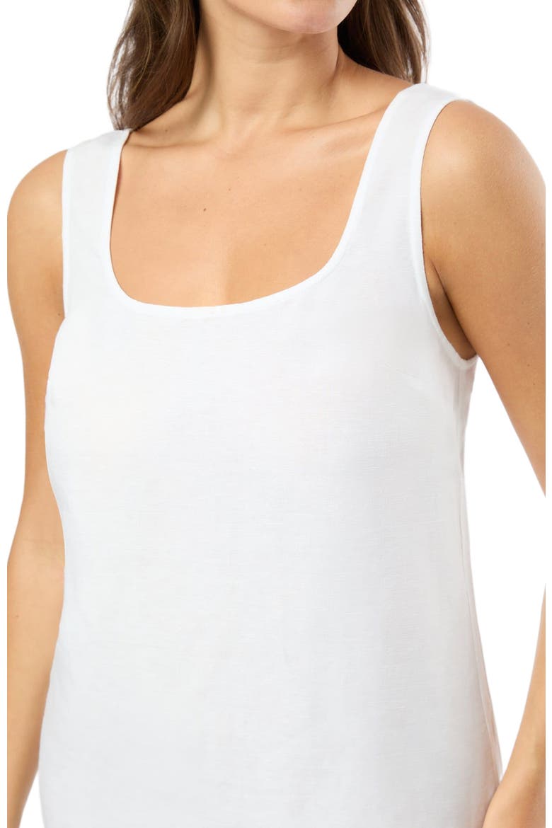 Air Linen Scallop Mini Dress, Alternate, color, WHITE