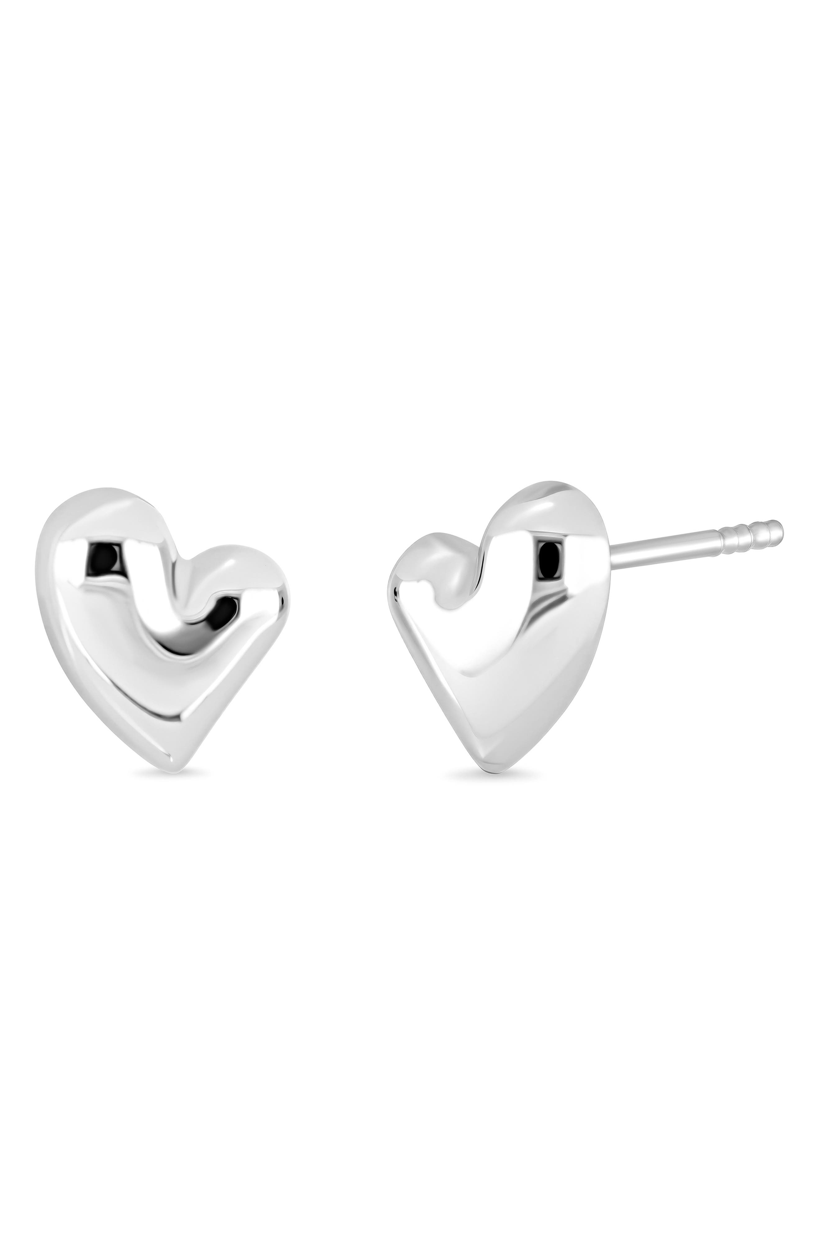 14k Gold Heart Stud Earrings