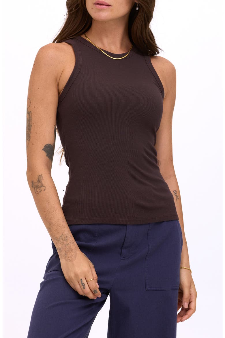 Bailey Feather Ribbed Tank, Main, color, COCOA