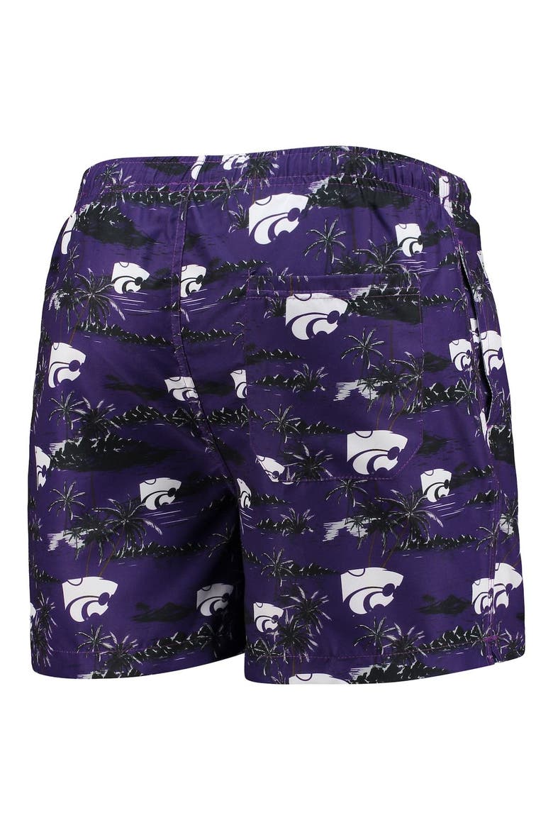 Men's FOCO Purple Kansas State Wildcats Island Palm Swim Trunks, Alternate, color, Purple