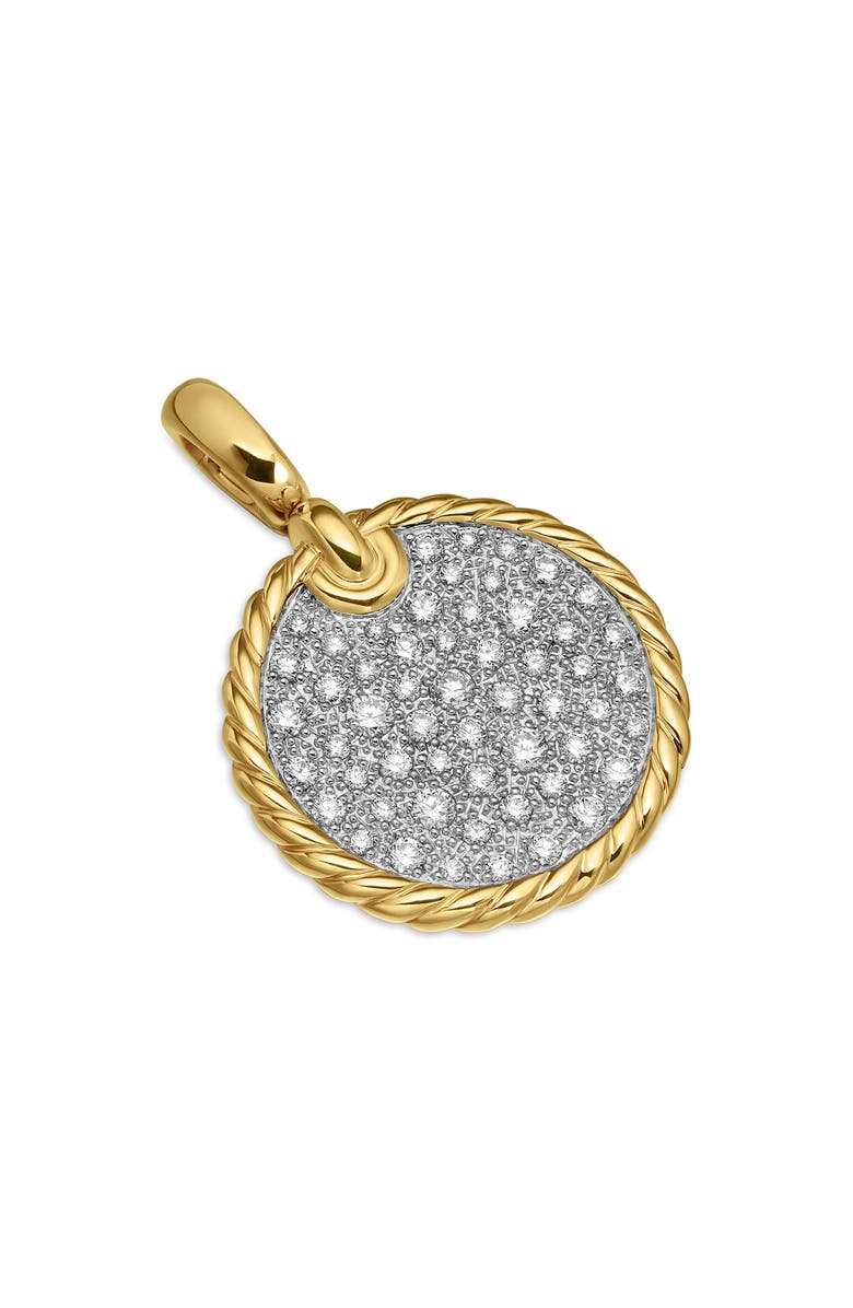 David Yurman Elements Pavé Diamond Disc Pendant in 18K Yellow Gold, Alternate, color, 