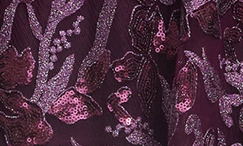 DRESS THE POPULATION DRESS THE POPULATION AVA SEQUIN FLORAL LONG SLEEVE A-LINE GOWN
