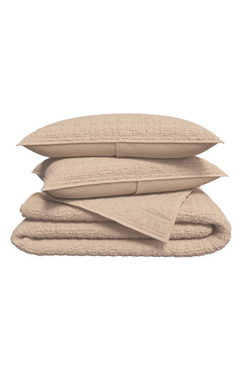 Reversible Honeycomb Waffle Cotton Quilt & Sham Set