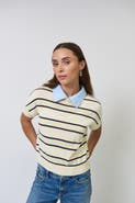 Central Park West Chloe Stripe Oxford Collar Tee