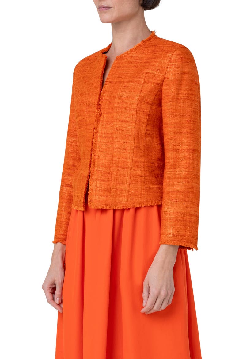 Boxy Silk Tweed Crop Jacket, Alternate, color, ORANGE