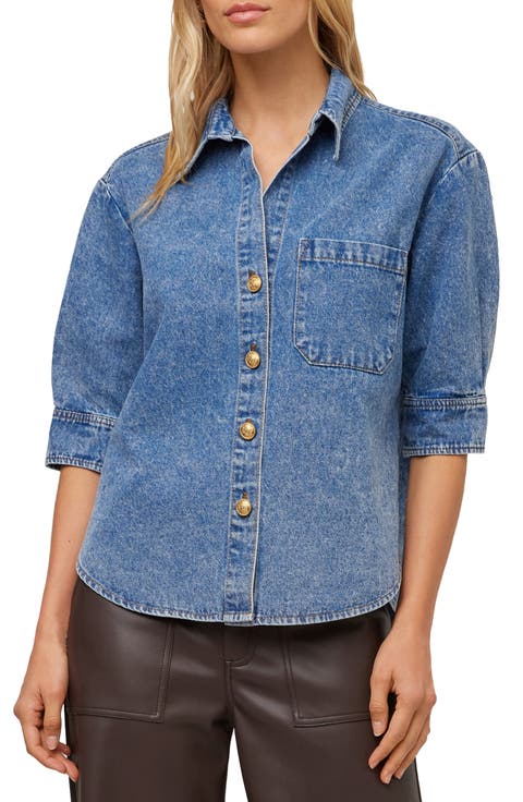 Suri Elbow Sleeve Button Up Top