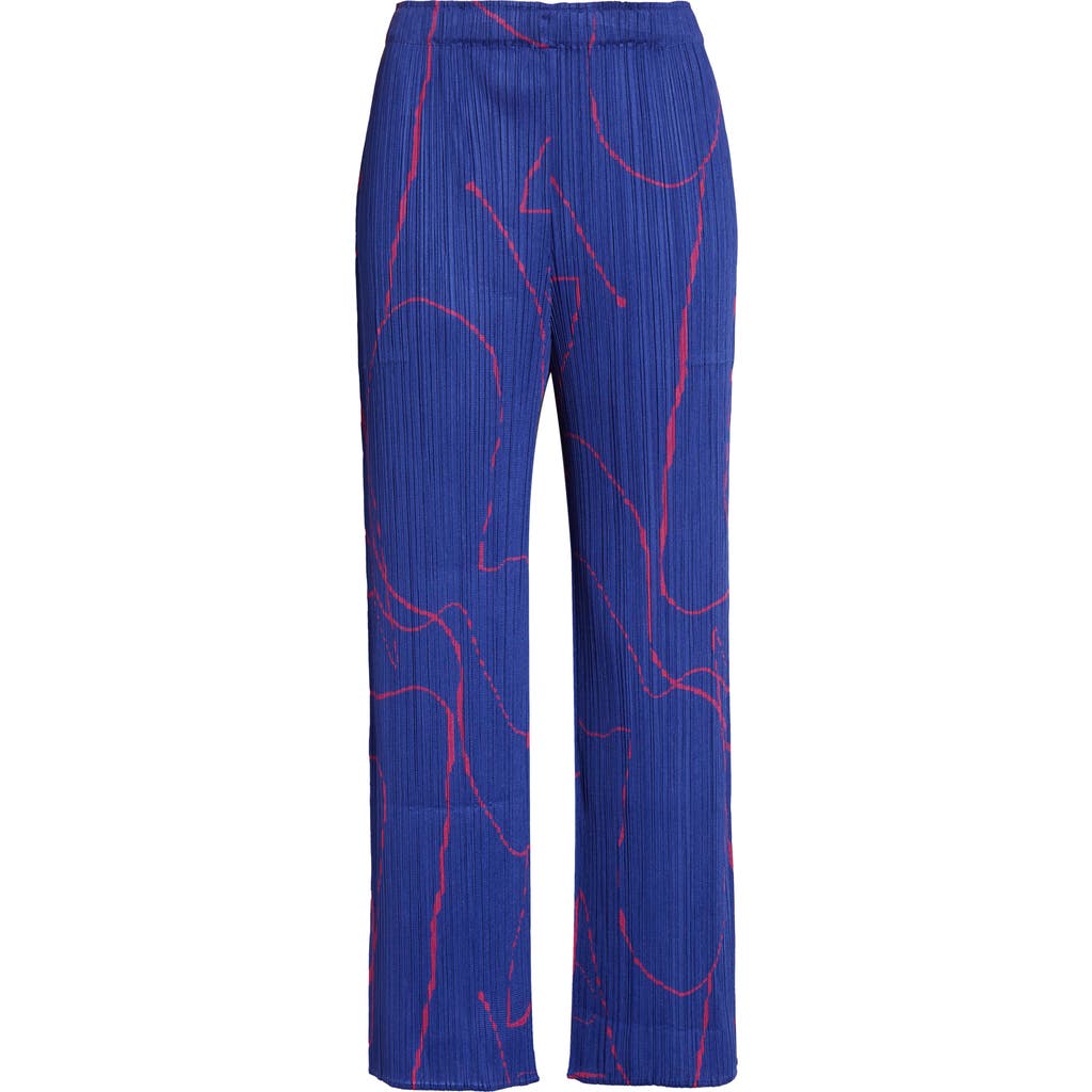 Issey Miyake Womens Blue Pause Straight-leg Knitted Trousers In Blue