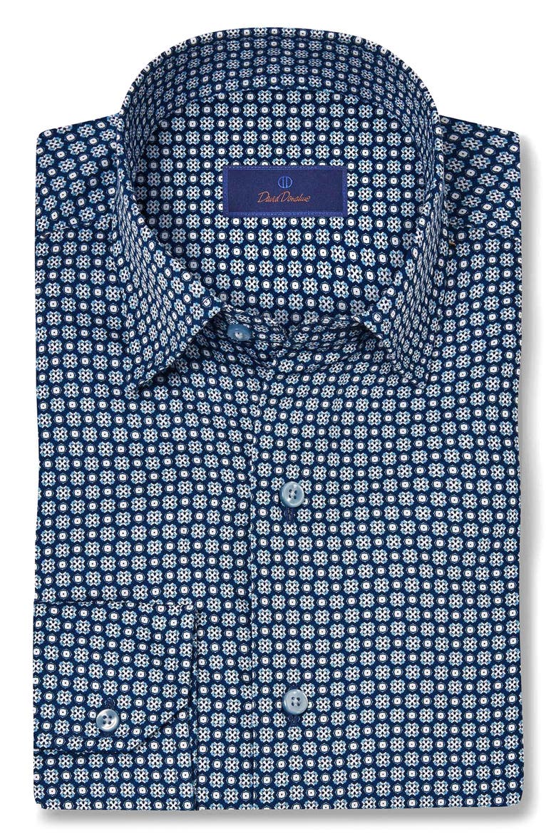 Geometric Print Sport Shirt, Main, color, NAVY