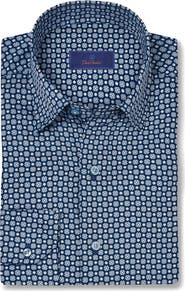 David Donahue Geometric Print Sport Shirt
