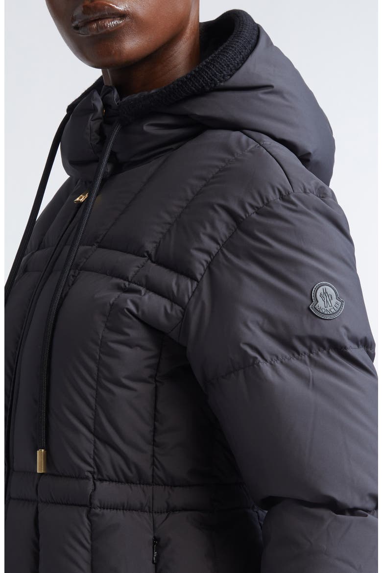 Estom Vertical Quilted Hooded Down Jacket, Alternate, color, BLACK