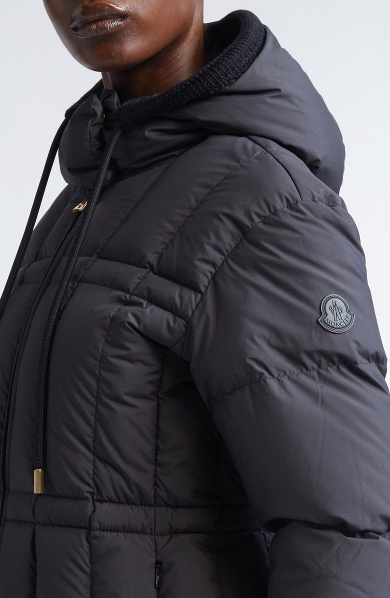 Moncler Estom Vertical Quilted Hooded Down Jacket, Alternate, color, Black