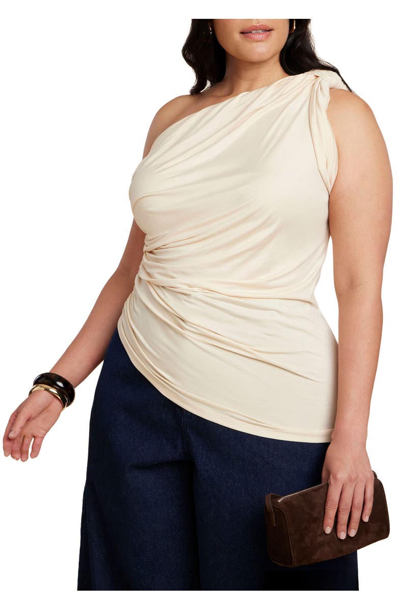 ELOQUII Sheer Twist Drape Top, Main, color, Dew