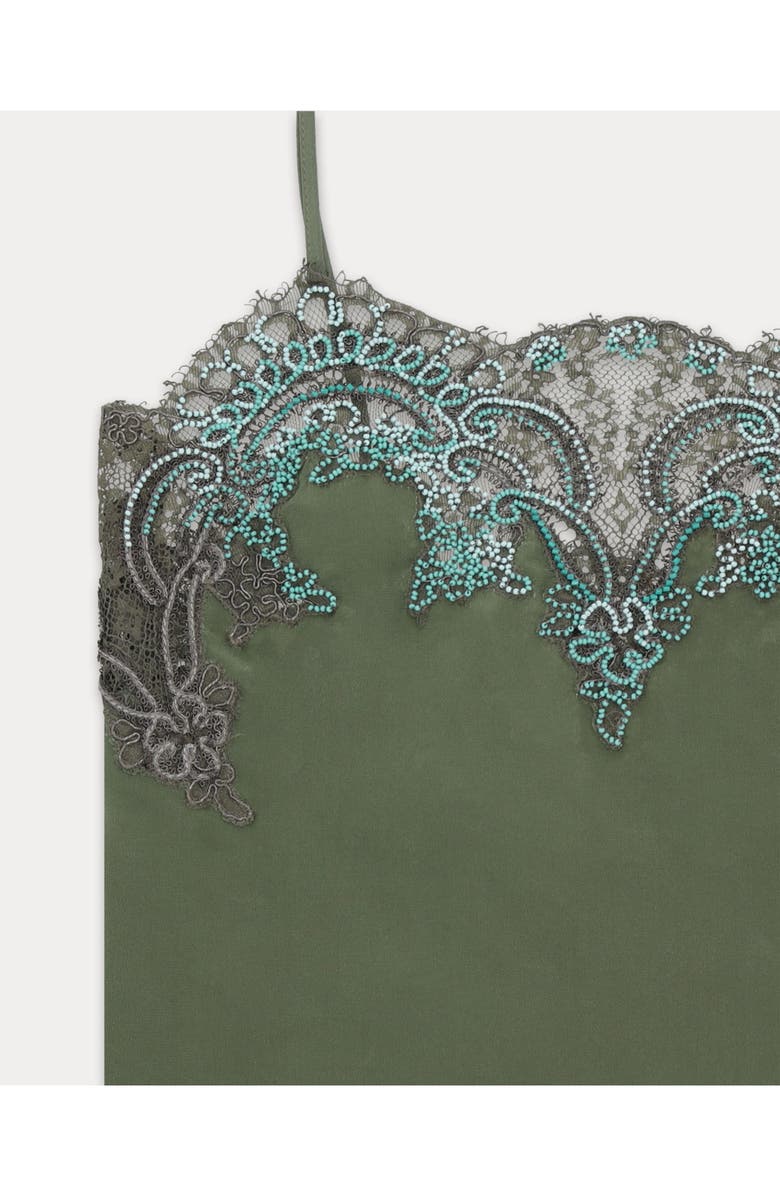 Fortela Brianne Embroidered Silk Top, Alternate, color, Dark Green