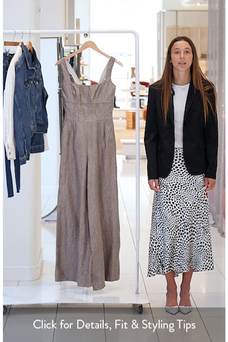 Flora Square Neck Wide Leg Linen Jumpsuit video
