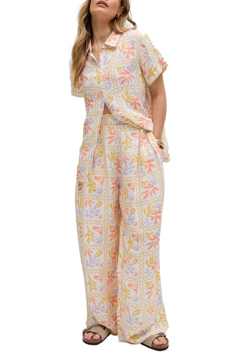 Matisse Wide Leg Patchwork Floral Print Trouser, Alternate, color, Cream