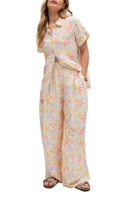 Raffya Matisse Wide Leg Patchwork Floral Print Trouser In White