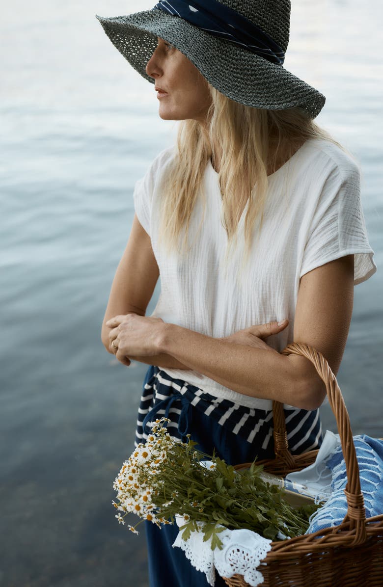 Seasalt Cornwall Landscape Organic Cotton Gauze Top, Alternate, color, Chalk