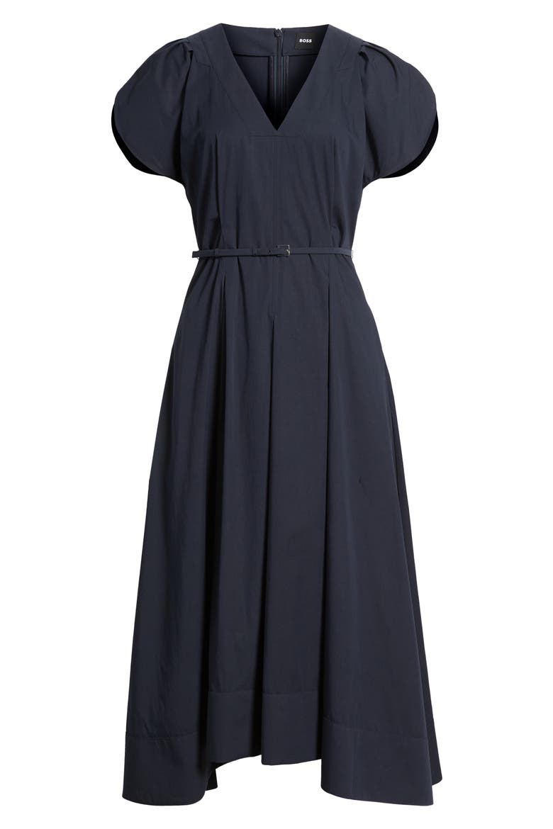 Demnilia Belted Cotton Blend Midi Dress, Alternate, color, SKY CAPTAIN