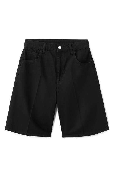 High Waist Mid Thigh Denim Shorts