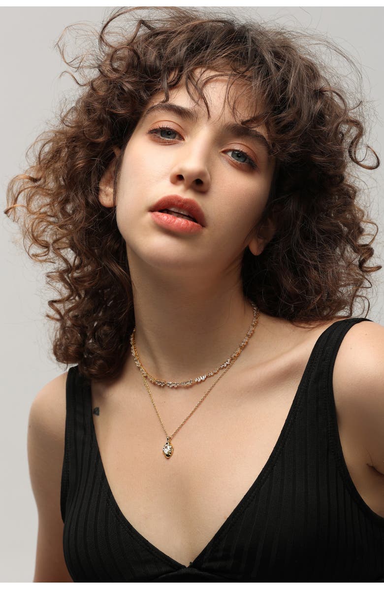 Classicharms T Shape Zirconia Tennis Choker Necklace, Alternate, color, Gold