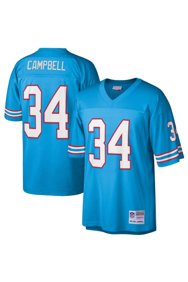 Men's Mitchell & Ness Earl Campbell Light Blue Houston Oilers Legacy Replica Jersey, Main, color, Light Blue
