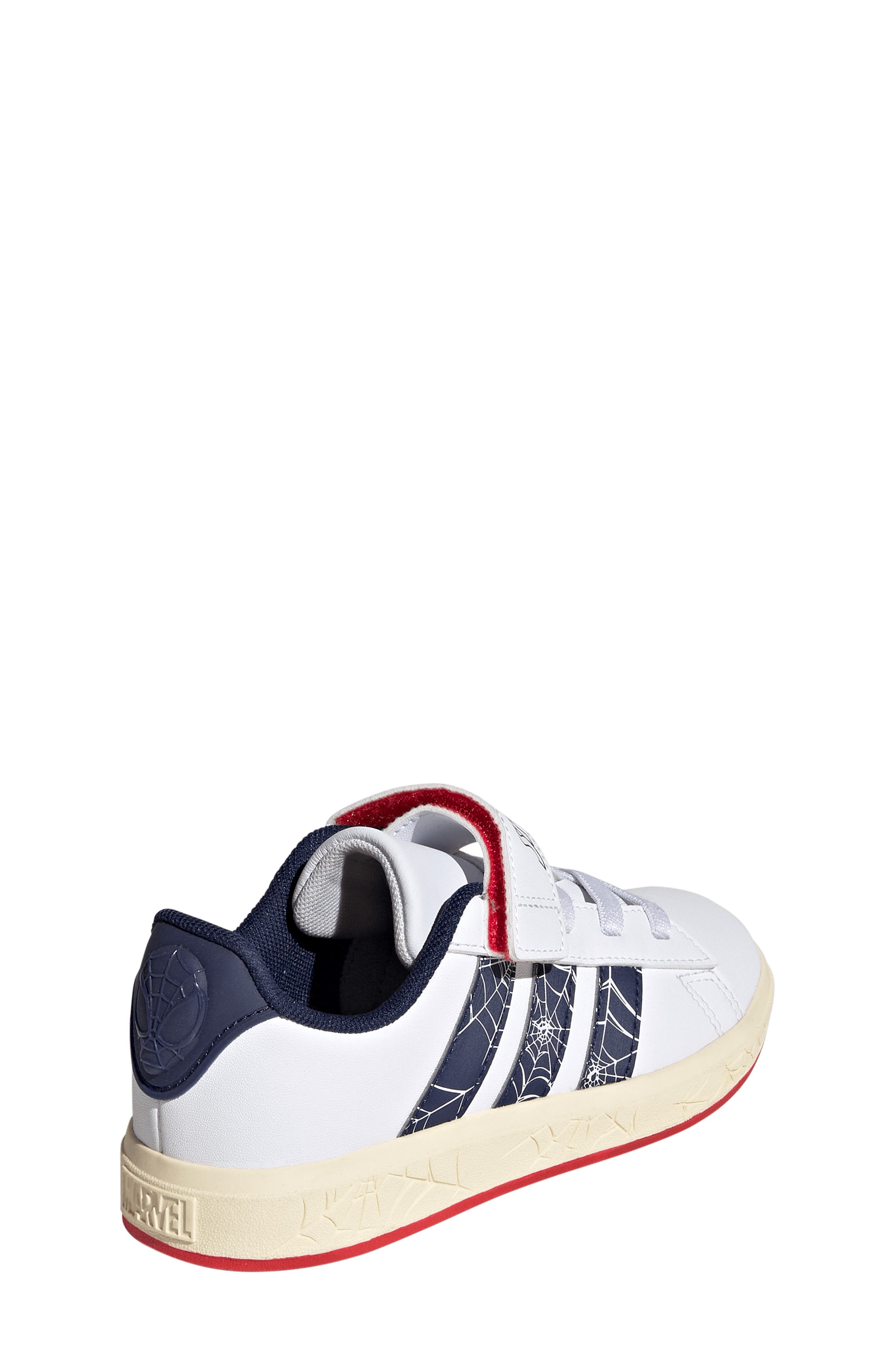 Kids' Grand Court Spider-Man Sneaker, Alternate, color, WHITE/ DARK BLUE/ VANILLA