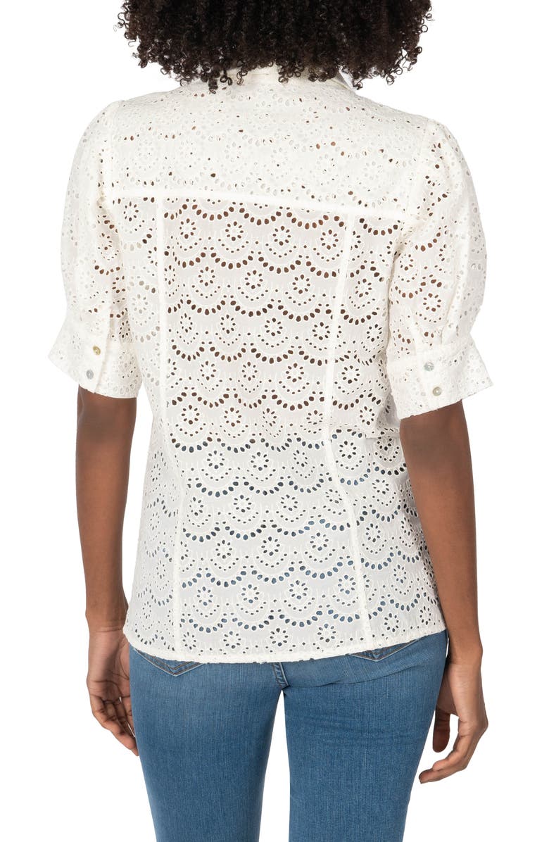 SWAT FAME KUT from the Kloth Giralda Puff Sleeve Cotton Eyelet Shirt, Alternate, color, 