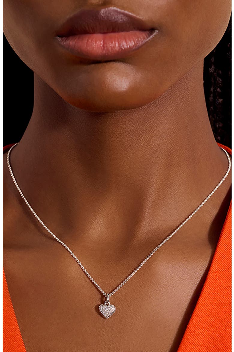 Diamond Pavé Heart Pendant Necklace, Alternate, color, SILVER
