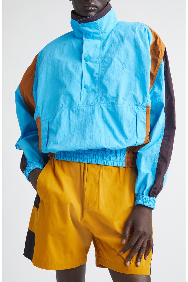 Cassandre Colorblock Pullover Nylon Windbreaker, Alternate, color, TURQUOISE