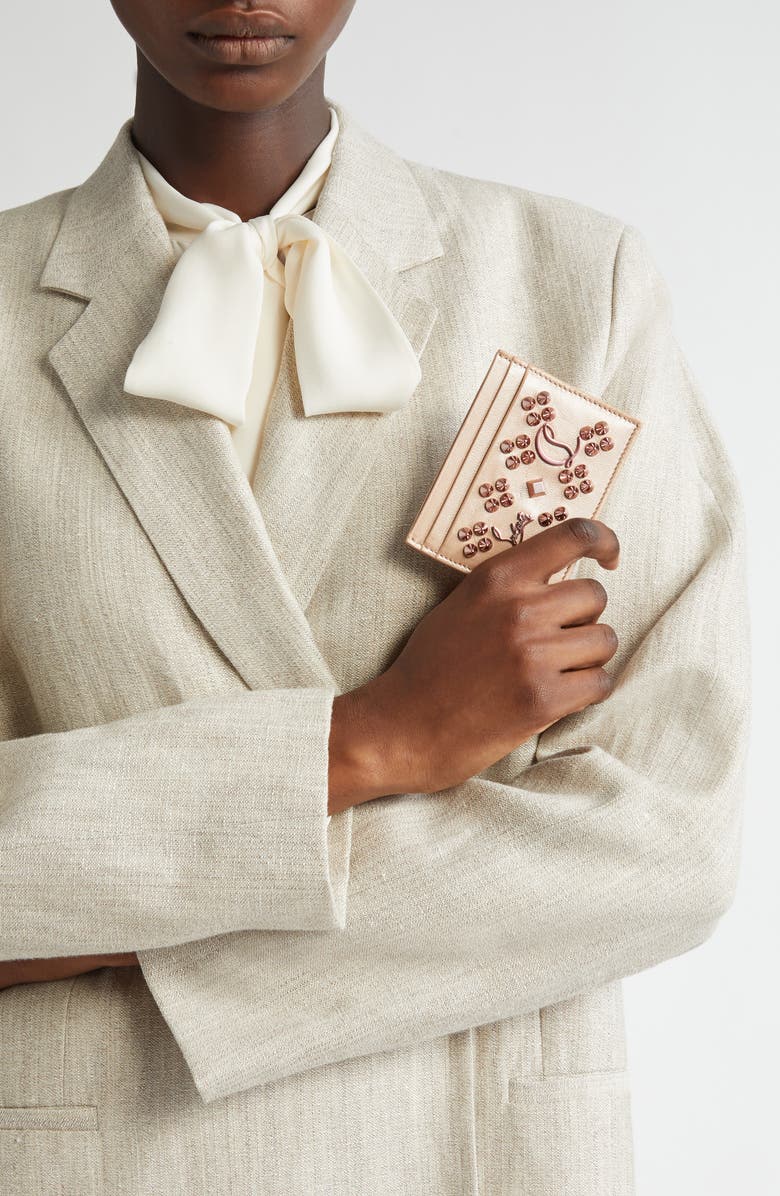 Christian Louboutin Kios Loubinthesky Leather Card Case, Alternate, color, Leche/ Multi