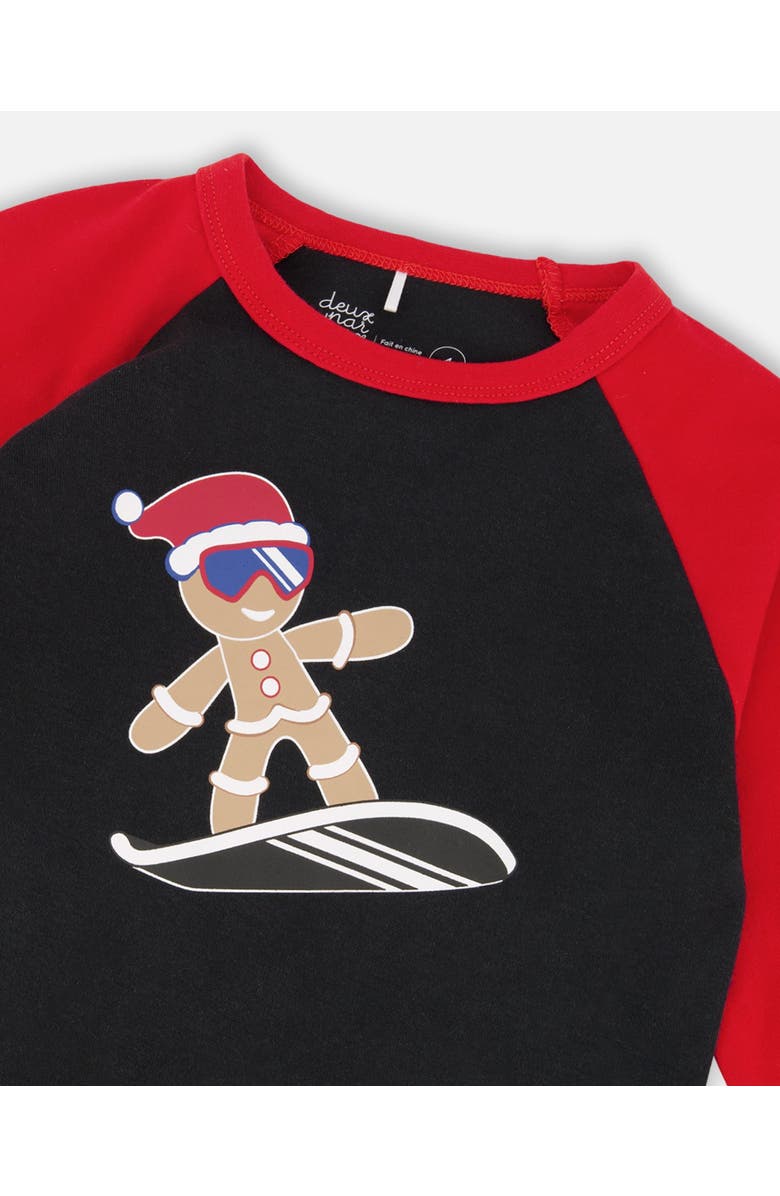 Deux par Deux Two-Piece Organic Cotton Pajama Set Cookie, Alternate, color, Black