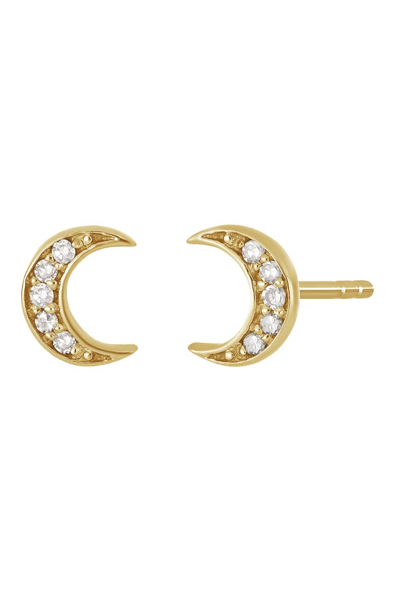 CARRIERE JEWELRY 18K Yellow Gold Plated Sterling Silver Cielo Diamond Moon Stud Earrings - 0.06 ctw, Main, color, 18K YELLOW GOLD
