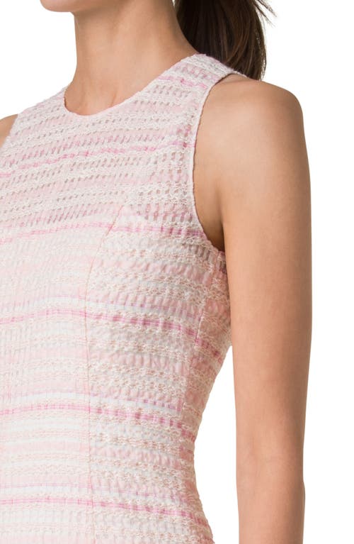 Akris Punto Ribbon Tweed Midi Dress In Pale Pink-multicolor