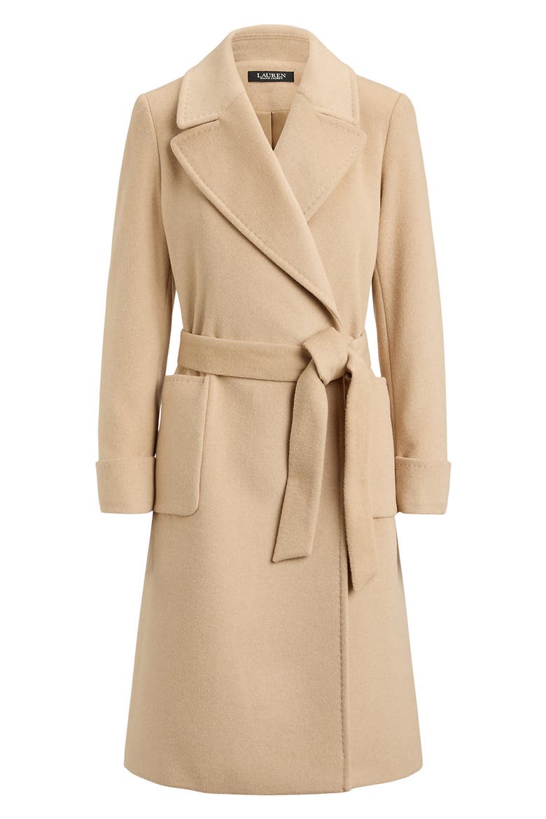 Wool Blend Wrap Coat, Alternate, color, CAMEL