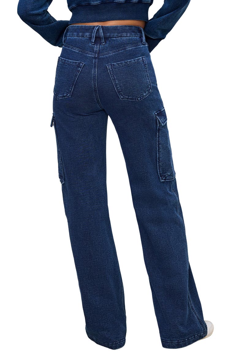 Jeanius Good Skate Wide Leg Cargo French Terry Pants, Alternate, color, INDIGO377
