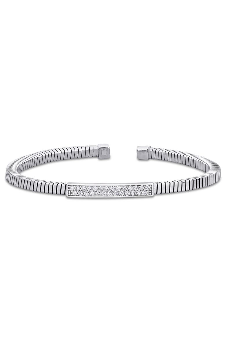 Julianna B. Cluster Bar Open Bangle Bracelet Sterling Silver, Main, color, Sterling Silver
