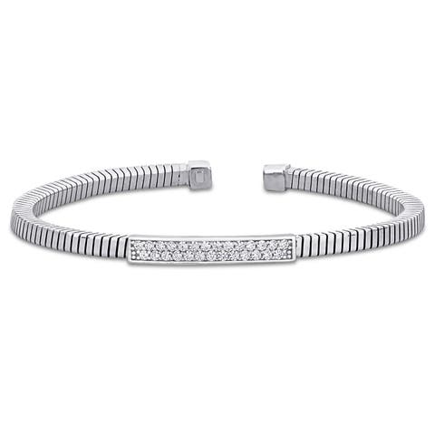 Cluster Bar Open Bangle Bracelet Sterling Silver
