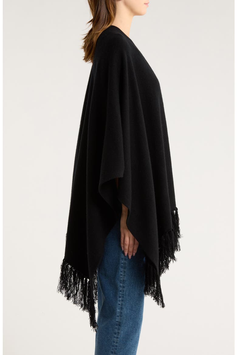 Wool & Cashmere Ruana, Alternate, color, BLACK